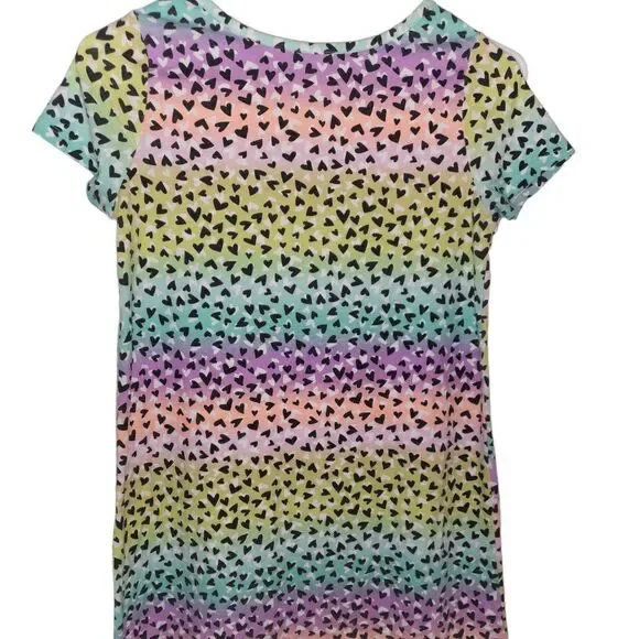 FAB Kids Neon Rainbow Heart Pattern Dress Sz XXL 14/16 - Picture 6 of 6